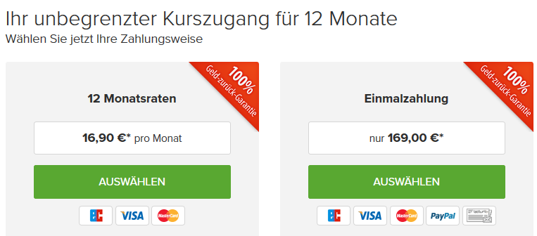 Screenshot von Raten- vs. Einmalzahlung