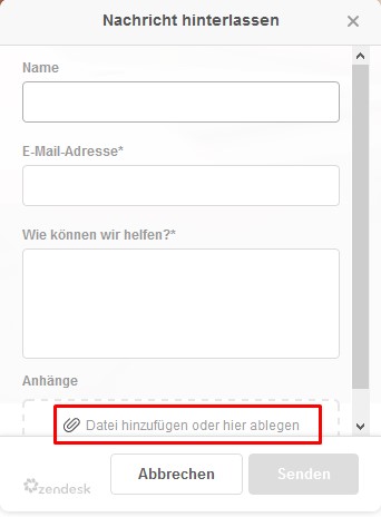 Kontaktformular mit Möglichkeit, eine Datei anzuhängen